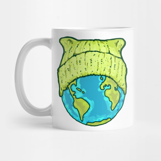 Green Cat Hat Earth by Jitterfly